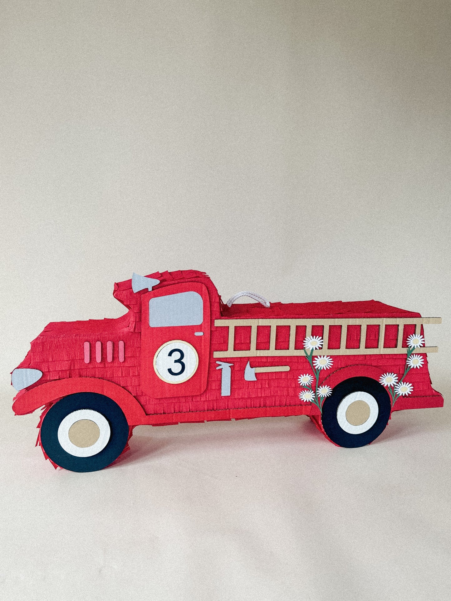 🚒 Heroic Fire Truck Piñata – Handmade Firefighter Party Decoration, Candy Holder
