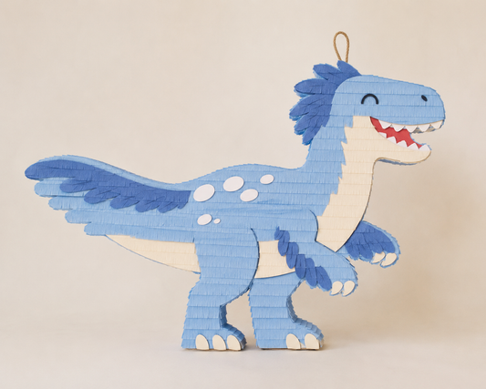 🦖 Velociraptor Piñata – Handmade Blue Dinosaur Party Decoration for Dino Birthdays & Jurassic-Themed Celebrations