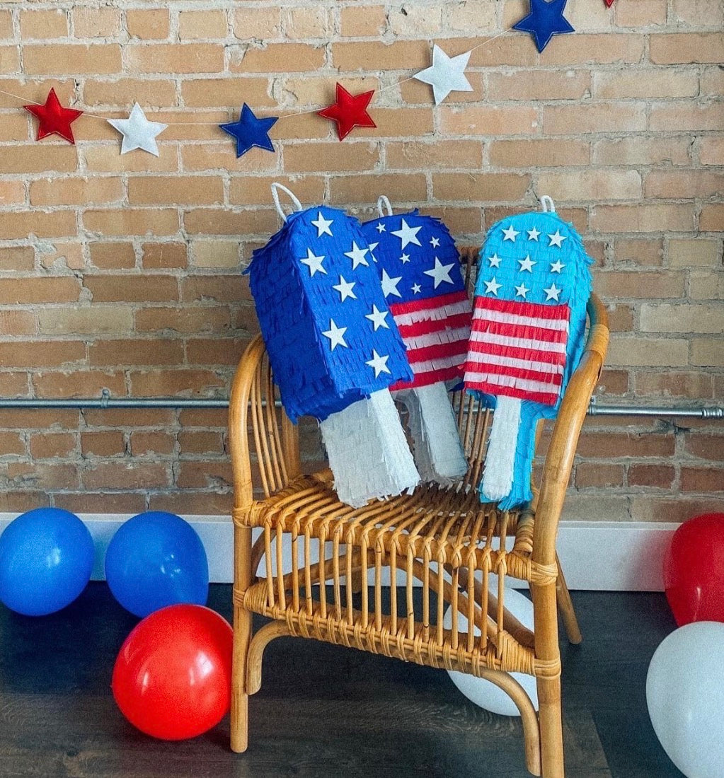 July popsicle piñata (blue with stars)
