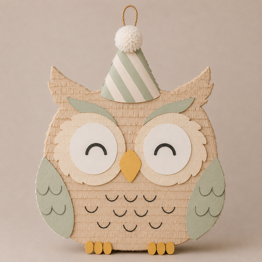 🦉 Party Owl Piñata – Handmade Woodland Party Decoration for Birthdays, Baby Showers & Forest-Themed Celebrations