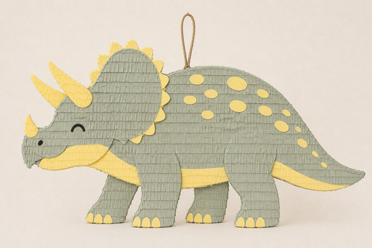 🦕 Triceratops Piñata – Handmade Sage Green Dinosaur Party Decoration for Dino Birthdays & Jurassic-Themed Celebrations