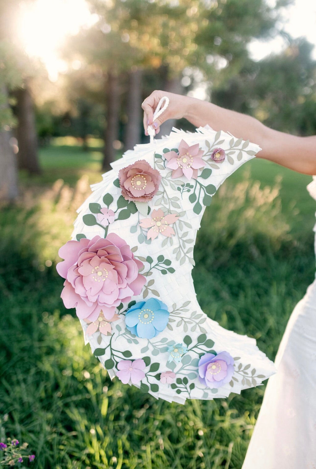 Floral Moon Piñata - Illuminate Your Celebration with Enchanting Elegance!