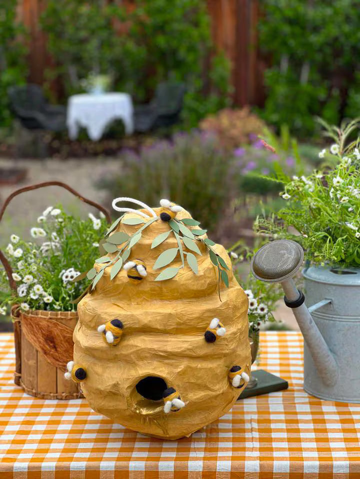 🐝 Honey Beehive Piñata – Handmade 24” Bee Party Decoration & Candy Holder
