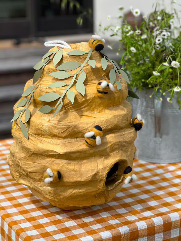 🐝 Honey Beehive Piñata – Handmade 24” Bee Party Decoration & Candy Holder